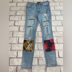 Patched skinny jeans